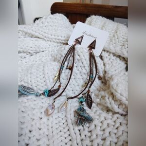 Bohemian Feather Dangle Earrings These Are So Stunning! NIP!